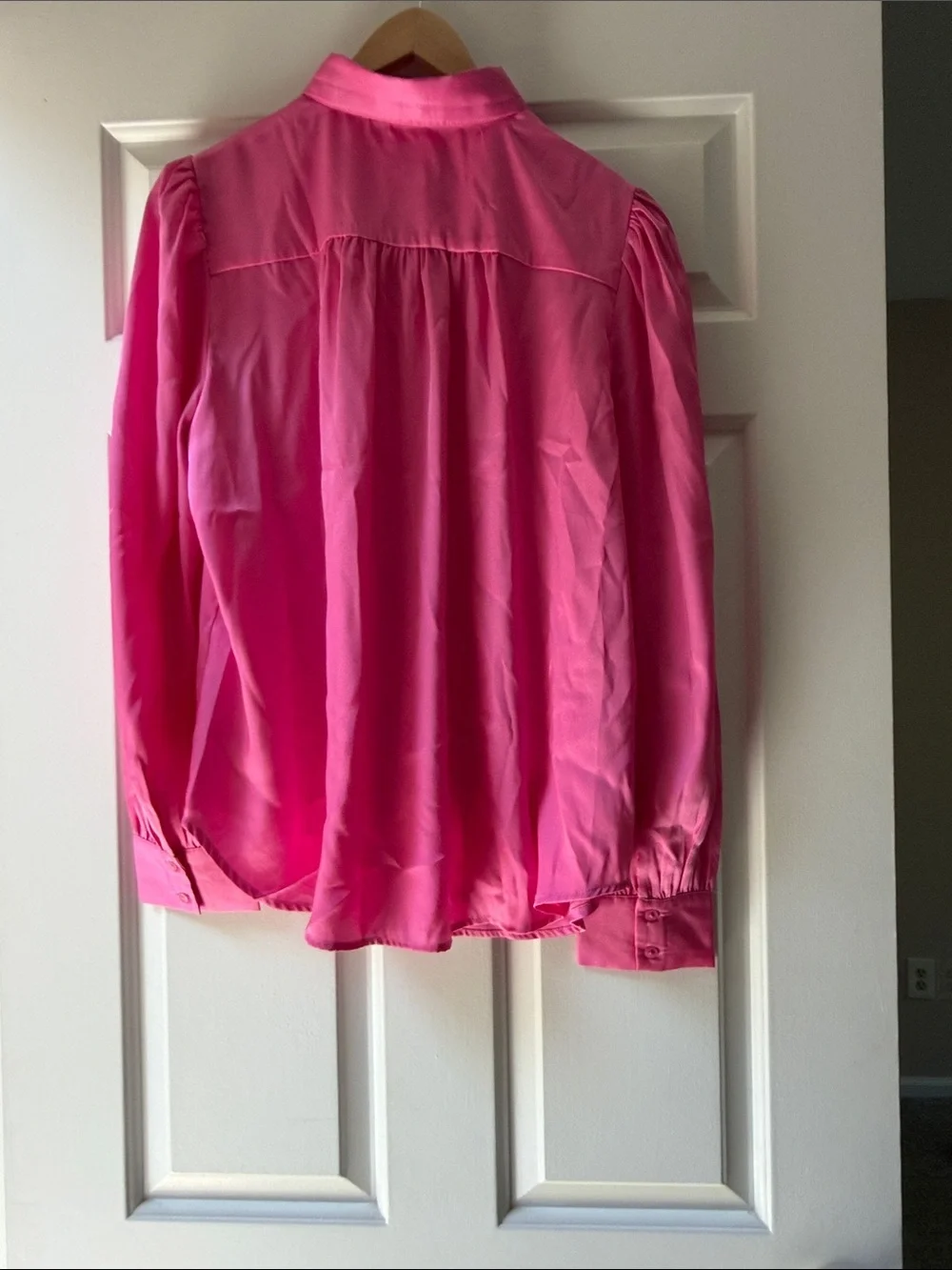 Ann Taylor Hot Pink Button-Up Blouse